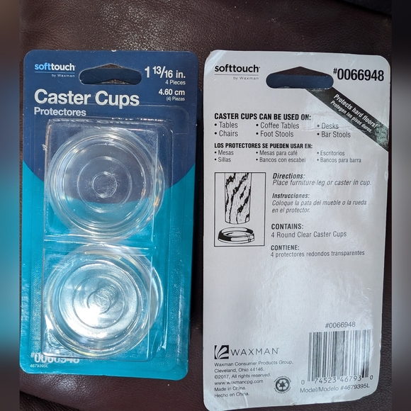 6 caster cups 1 13/16 in, 4 piece in each package - Picture 2 of 4